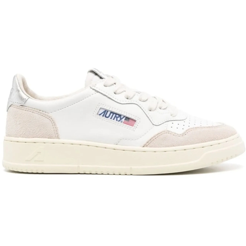 Autry International Low-Top-Sneaker Medalist Low Sneakers In White/Silver Leather Neutrals