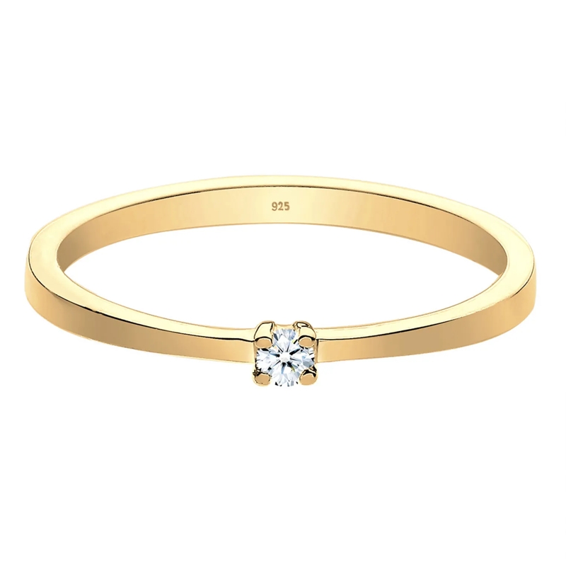 Elli Diamantring Ring Verlobung Solitär Diamant (0.03 ct.) 925 Silb gold(Image 6)