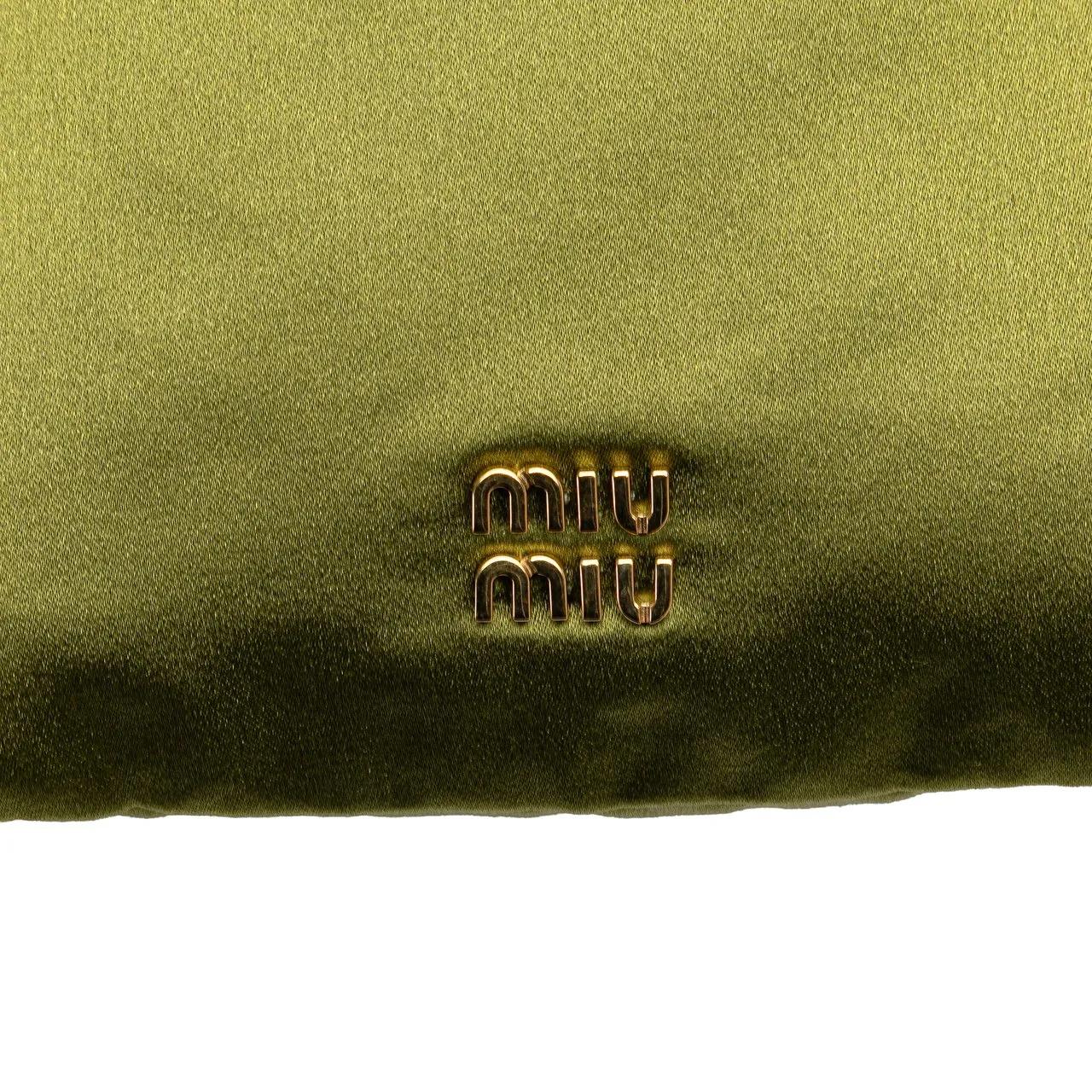 Thumbnail - Miu Miu Kosmetiktaschen - Satin Duchesse Drawstring Pouch - Gr. unisize - in Grün - für Damen