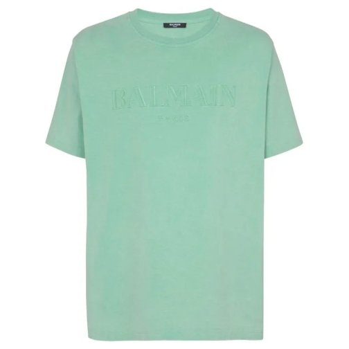 Balmain Logo-Embroidered Cotton T-Shirt Green 