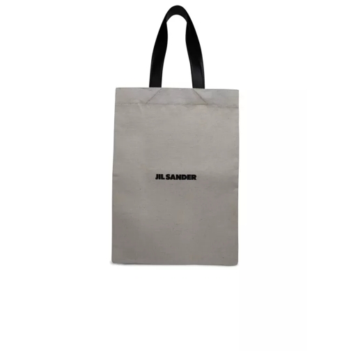 Jil Sander Beige Canvas Tote Bag Grey Rymlig shoppingväska