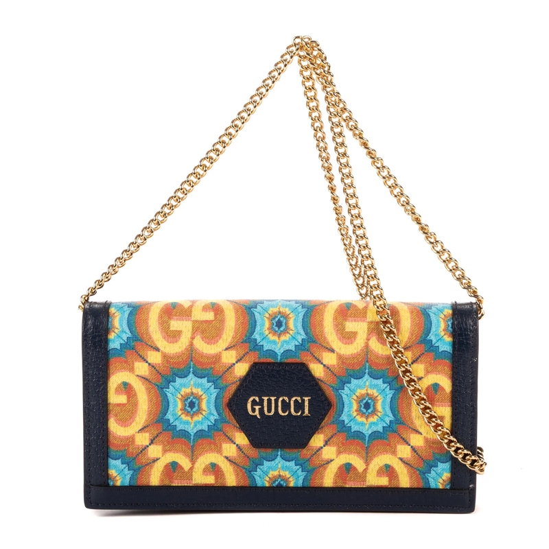 Gucci Crossbody Bag 100th Anniversary Centennial GG Chain Wallet marineblau