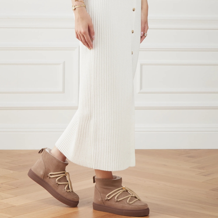 INUIKII Classic Low Beige Wide Shaft Boots