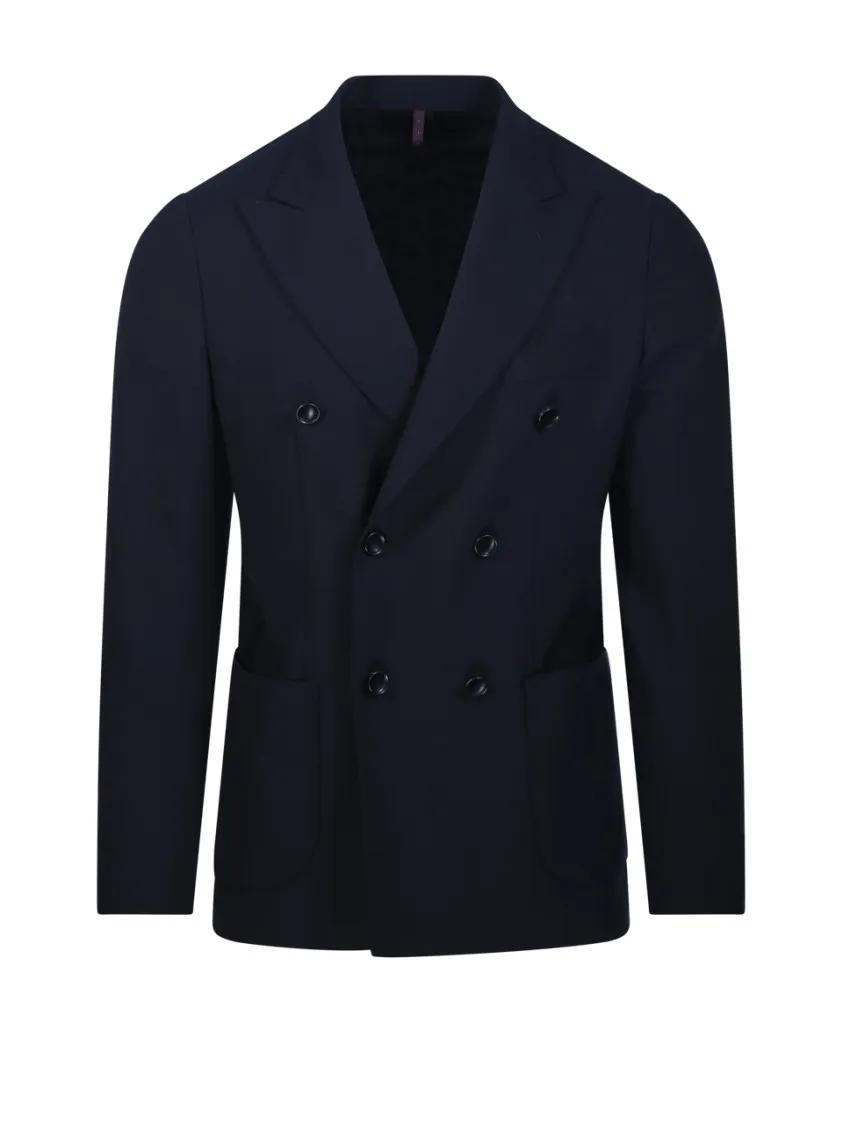 Thumbnail - SANTANIELLO - Double-Breasted Tailored Jacket - Größe 52 - blau