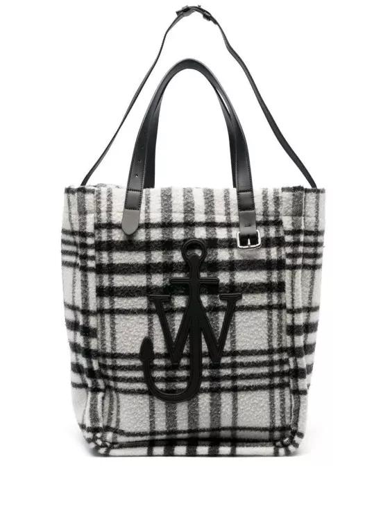 J.W.Anderson Totes - Belt Plaid-Check Virgin-Wool Tote Bag - Gr. unisize - in Weiß - für Damen