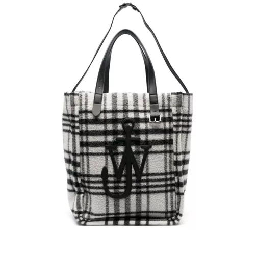 J.W.Anderson Belt Plaid-Check Virgin-Wool Tote Bag White Tote