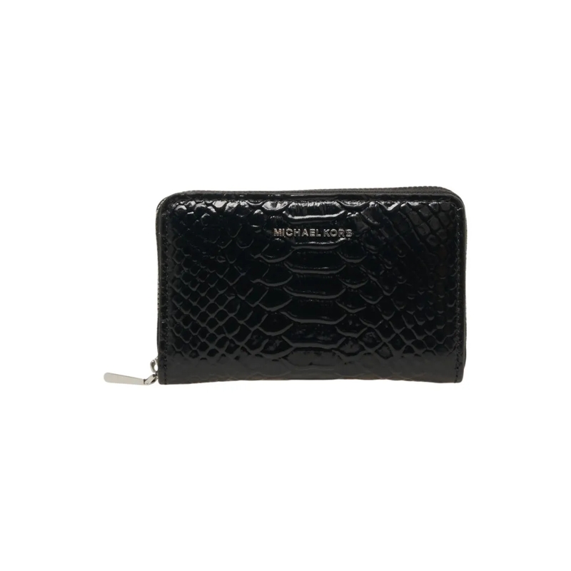 MICHAEL Michael Kors Geldbörse Black Crocodile-Effect Leather Zip-Around Wallet Black