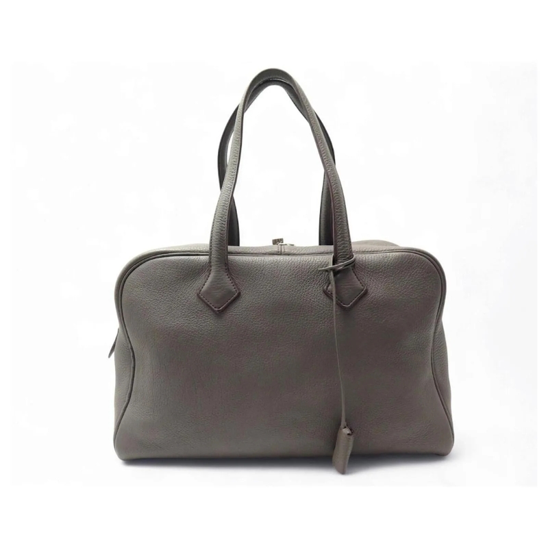 Hermès Schultertasche HERMES VICTORIA II 35 TOGO LEDER HANDTASCHE IN GRA grau
