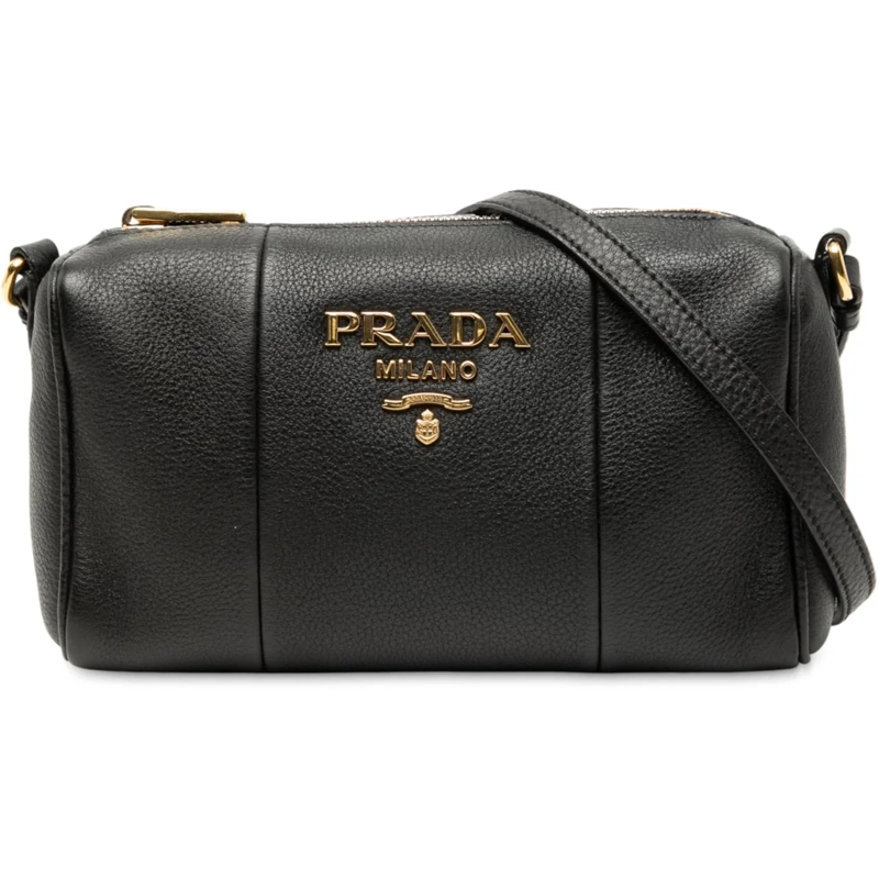 Prada Schultertasche Mini Vitello Phenix Crossbody schwarz