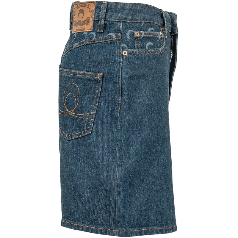 Marine Serre Shorts Shorts in Denim con Tasche e Chiusura Frontale blau(Image 3)