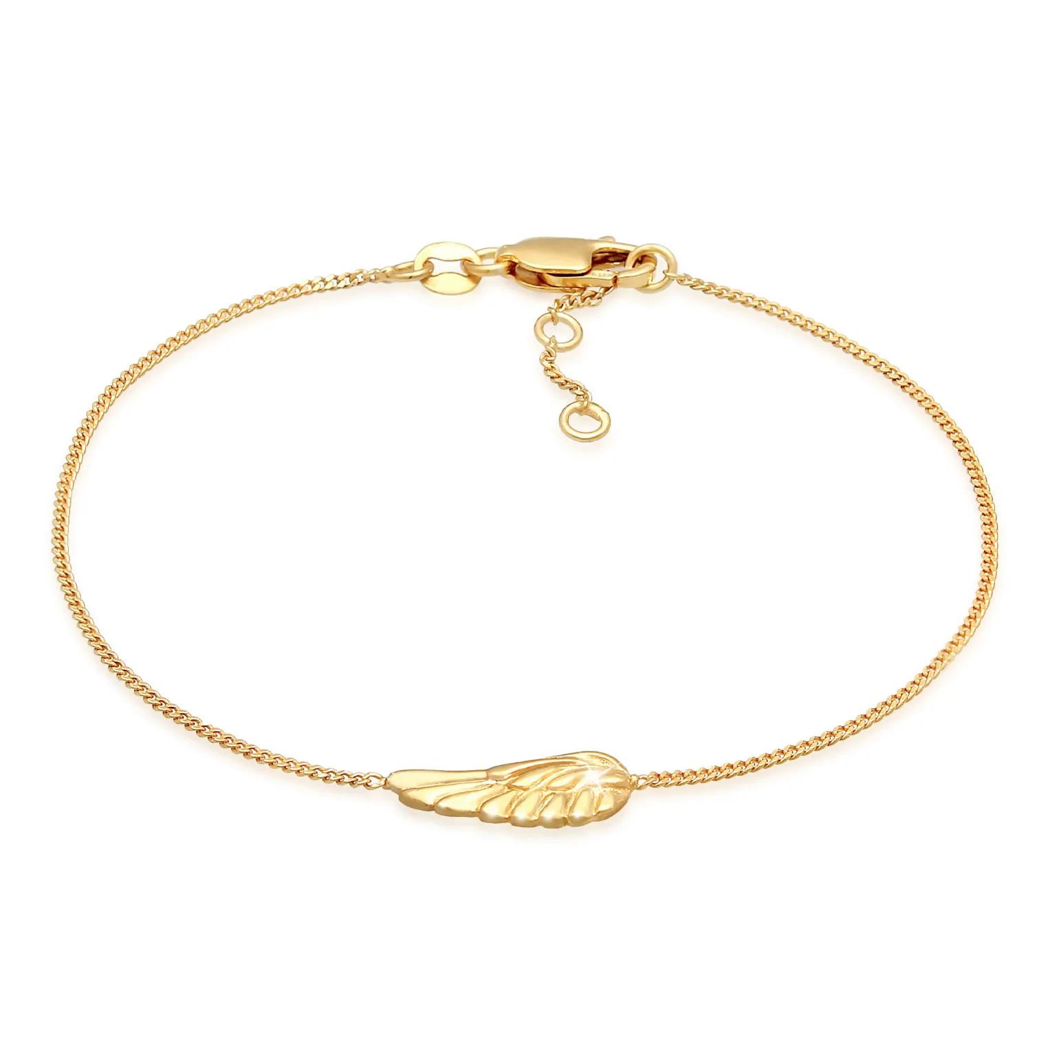 Elli Armbänder - Armband Flügel Engel Schutz 375 Gelbgold - Gr. 16 CM - in Gold - für Damen