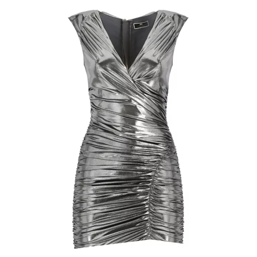 Elisabetta Franchi Metallic Jersey Short Dress Metallic 