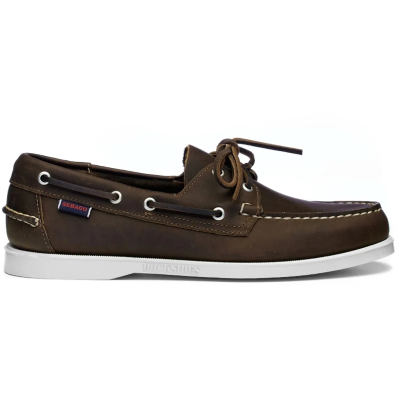 Sebago Chaussons Premium Leather Brown Boat Shoes Black