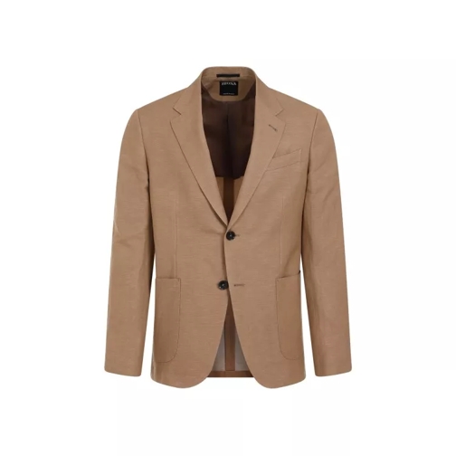 Zegna Mid Brown Wool Trofeo Formal Summer Jacket Brown 