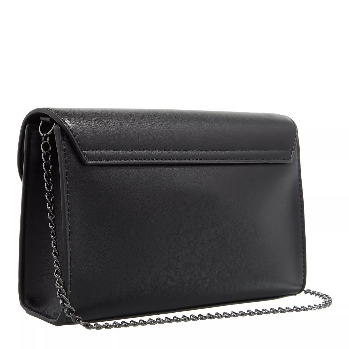 Love Moschino Zwarte Pochette met Hart Logo en Kettingriem Black Dames