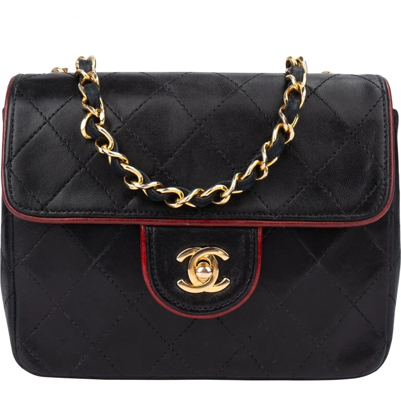 Chanel Sac à bandoulière Chanel Quilted Bicolor Lambskin 24K Gold Single Fl mehrfarbig