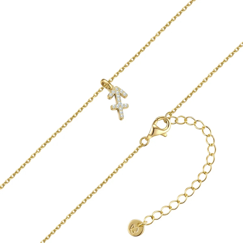 Glanzstücke München Mittellange Halskette Sterling Silber Halskette Zirkonia Sternzeichen Fi gold(Image 2)