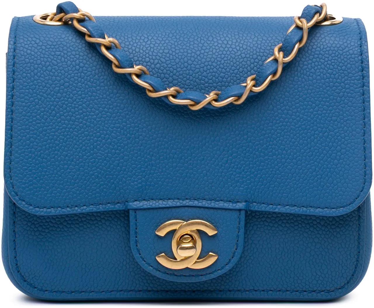 Chanel Hobo Bags - Mini Square Classic Caviar Pure Single Flap - Gr. unisize - in Blau - für Damen