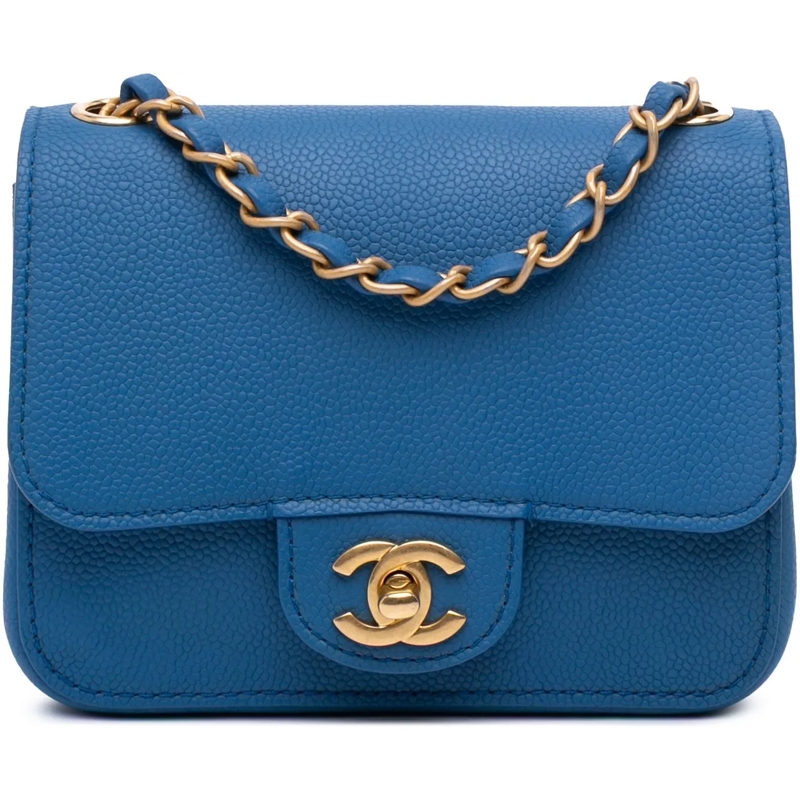 Chanel Sac à bandoulière Mini Classic Caviar Pure Flap blau