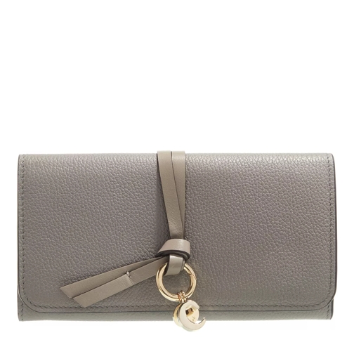 Chloé Alphabet Grained Leather Wallet Cashmere Grey Continental Portemonnee
