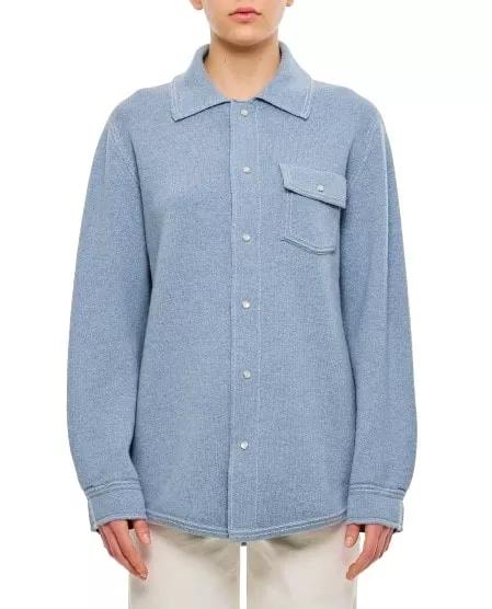 Thumbnail - Barrie - Cashmere Overshirt - Größe XS - blau