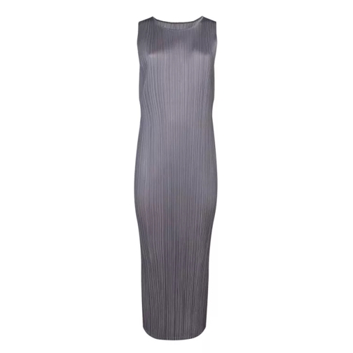 Issey Miyake Pleated Long Dress Grey 