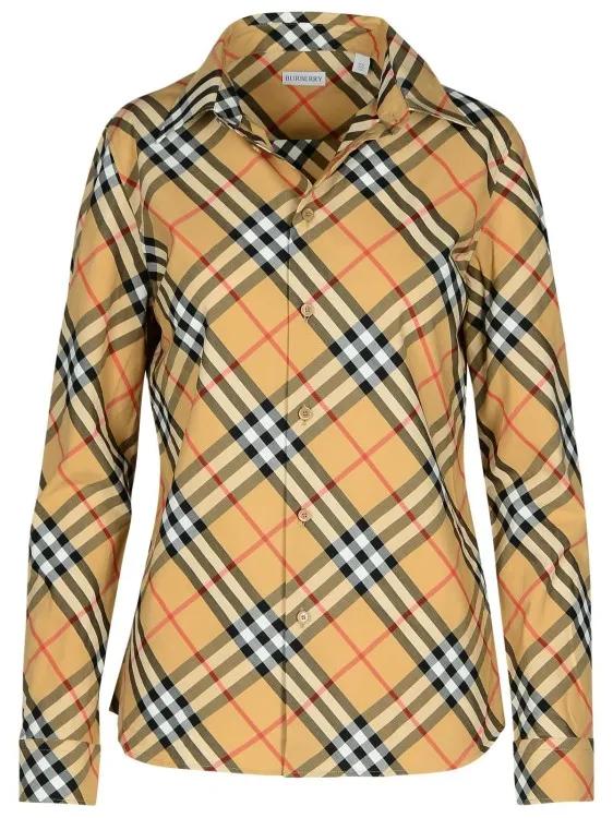 Burberry - Check%27 Beige Cotton Shirt - Größe 8 -