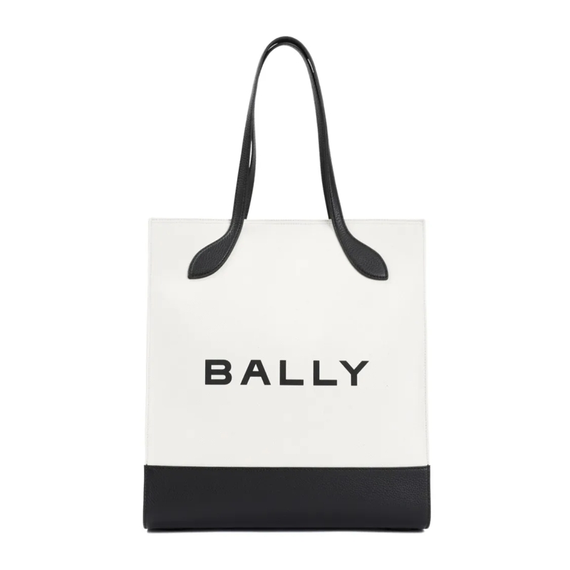Bally Fourre-tout White And Black Logo Shopping Bag White