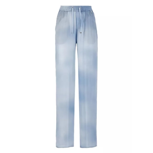 Herno Light Blue Silk Pants Blue 