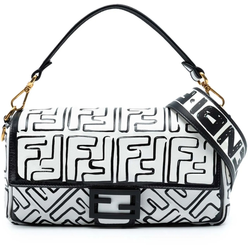 Fendi Sac à bandoulière Joshua Vides California Sky Medium Embossed Leathe weiß