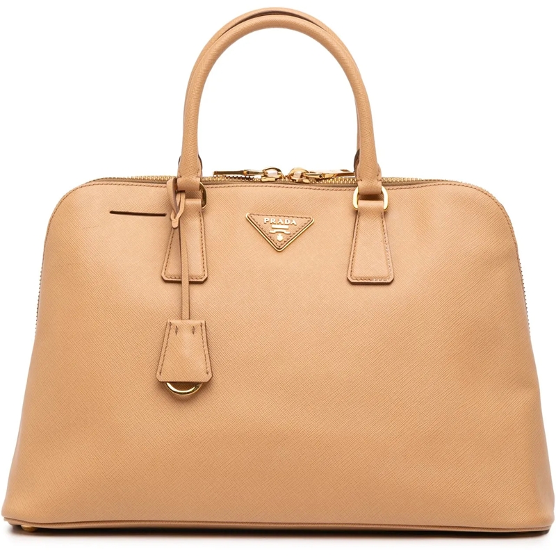 Prada Schultertasche Large Saffiano Lux Promenade Satchel braun