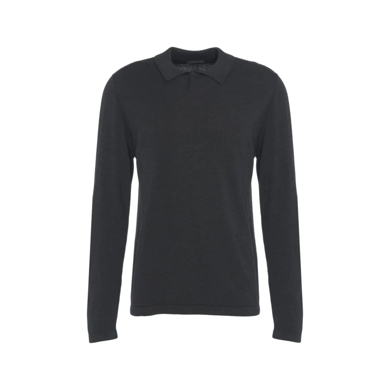Transit Polo Long-Sleeve Polo Shirt In Premium Wool Blend Black