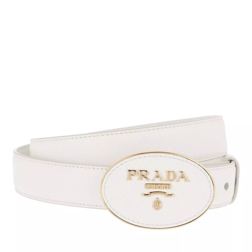 Prada Logo Belt Saffiano Leather White Leather Belt