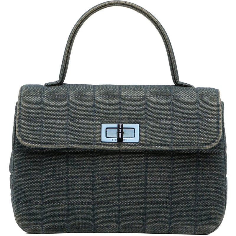 Chanel Tote Reissue 2.55 Chocolate Bar Denim Top Handle Flap blau