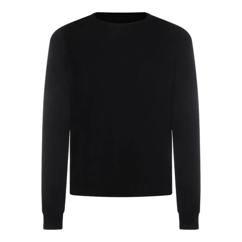 Rick Owens Trui Black Sweater With Classic Crew Neckline Black