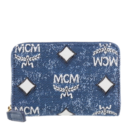 MCM Aren Zipped Wallet Xmini Denim Portemonnaie mit Zip-Around-Reißverschluss