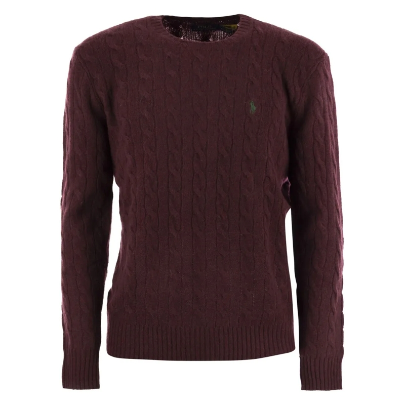 Polo Ralph Lauren Pullover Wool And Cashmere Cable-Knit Sweater Burgundy