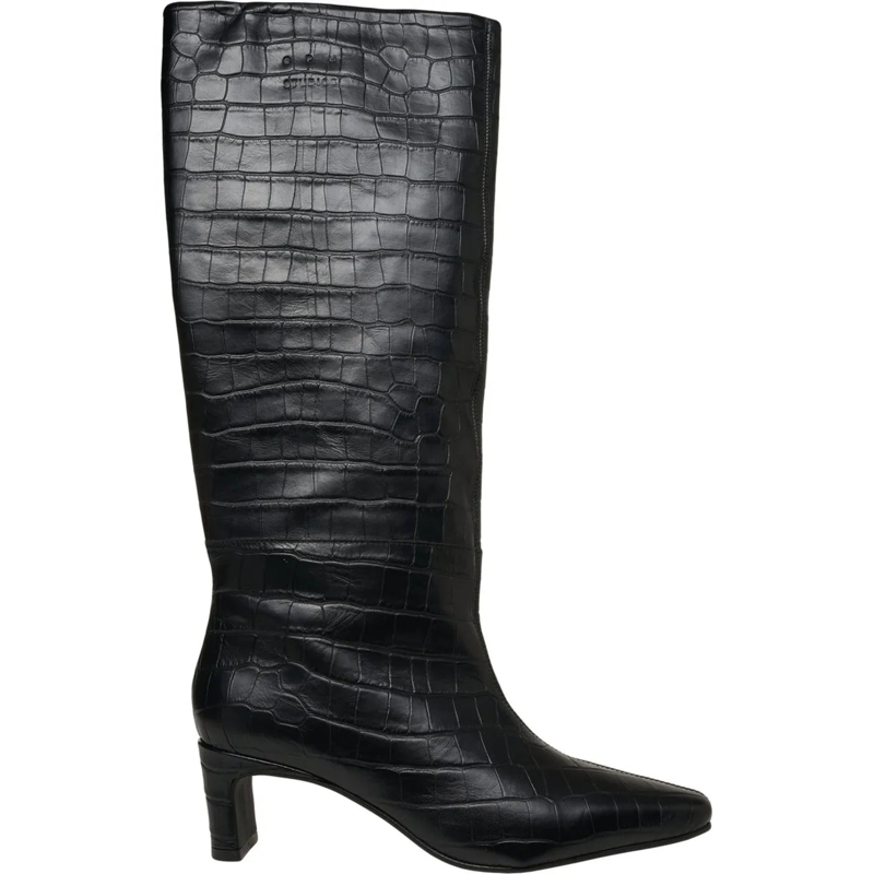 Copenhagen Bottes Boots with croco effect schwarz