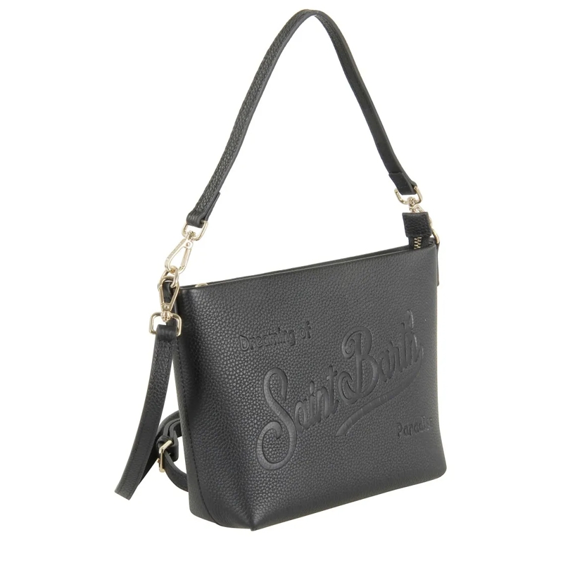 Mc2 Saint Barth Clutch Textured Leather Aline Clutch Bag Black