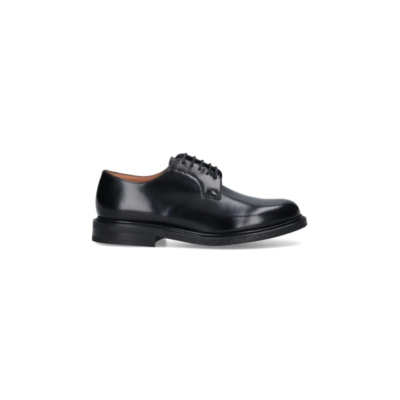 Church's Schnürschuhe Polished Black Leather Derby Shoes With Rounded To Black