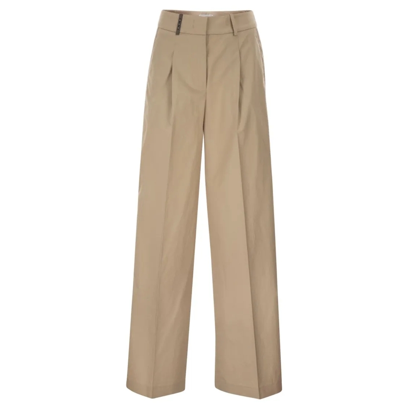 Peserico  Tailored Trousers In Stretch Cotton With Pleats Neutrals