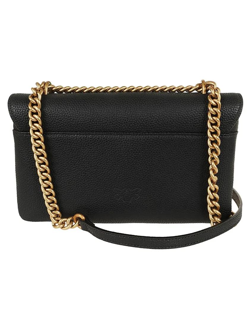 Pinko Shoppers Love Bag Soft Mini Bag In Tumbled Leather in zwart