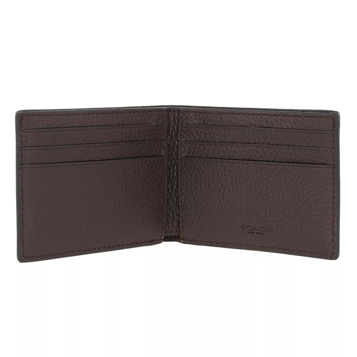 Coach Slim Bill In Pebble Leather Oak Bi Fold Wallet