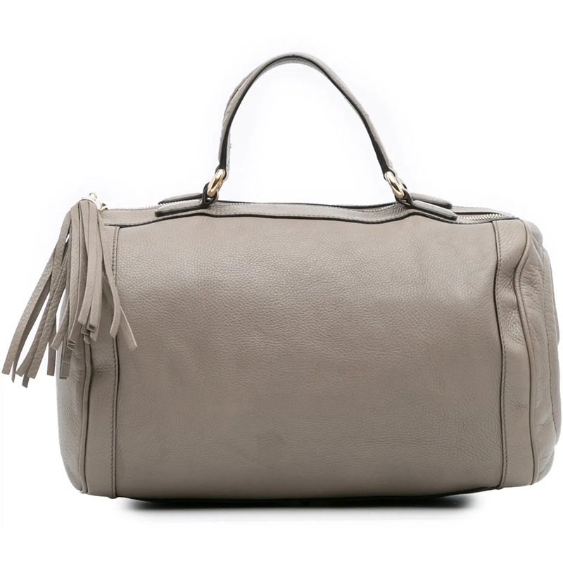 Gucci Fourre-tout Medium Pebbled Calfskin Soho Boston Bag grau