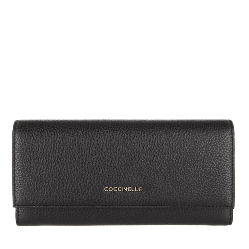 Coccinelle Wallet Grainy Leather  Noir Portemonnaie mit Überschlag