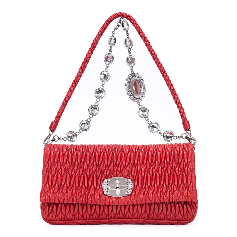 Miu Miu Crossbody Bag Crystal Cloque rot
