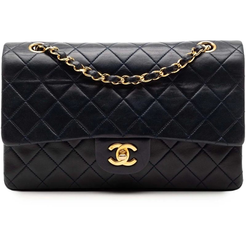 Chanel Schultertasche Medium Classic Lambskin Double Flap blau