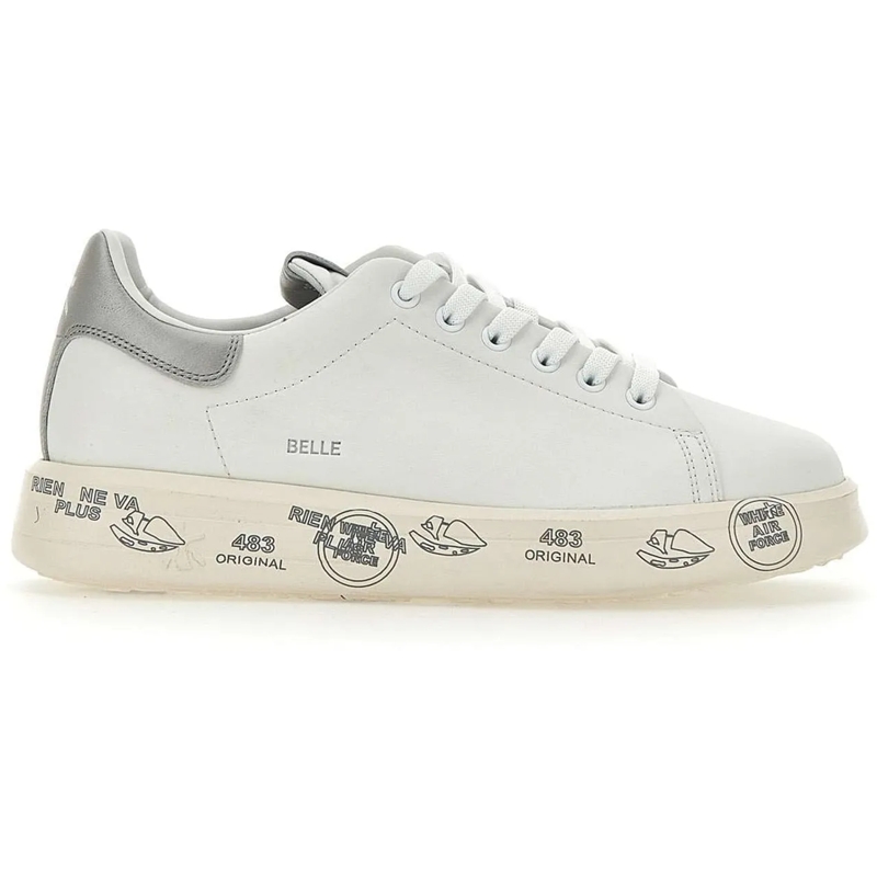 Premiata Low-Top-Sneaker White Sneakers With Metallic Heel Accent White