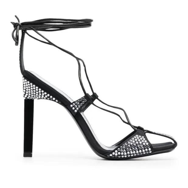 The Attico Sandalen Adele 105Mm Crystal-Embellished Sandals in zwart