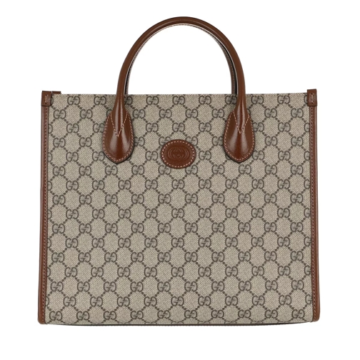 Gucci Draagtas Small GG Tote Bag Beige Ebony/Brown Sugar